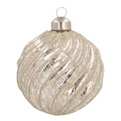 Glazen Kerstbal Met Swirl | Champagne | 8 Cm