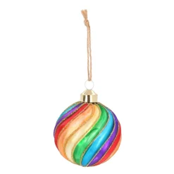 Glazen Kerstbal Regenboog | Swirl | 8 Cm