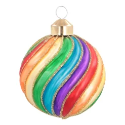 Glazen Kerstbal Regenboog | Swirl | 8 Cm