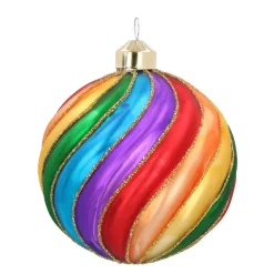 Glazen Kerstbal Regenboog | Swirl | 10 Cm