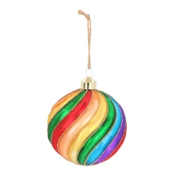 Glazen Kerstbal Regenboog | Swirl | 10 Cm