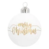 Glazen Kerstbal Wit Merry Christmas 8 Cm
