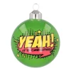 Glazen Kerstbal "Yeah" | Glas | Groen | 8 Cm