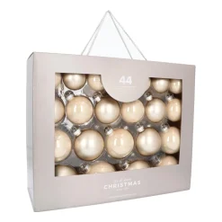Glazen Kerstballen 44 St | Champagne | 5-8 Cm | In Koffer