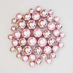 Glazen Kerstballen 44 St | Roze | 5-8 Cm | In Koffer