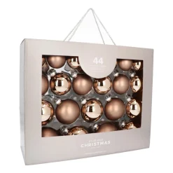 Glazen Kerstballen 44 St | Taupe | 5-8 Cm | In Koffer