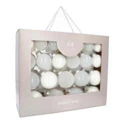 Glazen Kerstballen 44 St | Wit | 5-8 Cm | In Koffer