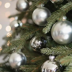 Glazen Kerstballen 44 St | Zilver | 5-8 Cm | In Koffer