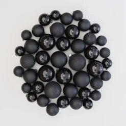 Glazen Kerstballen 44 St | Zwart | 5-8 Cm | In Koffer