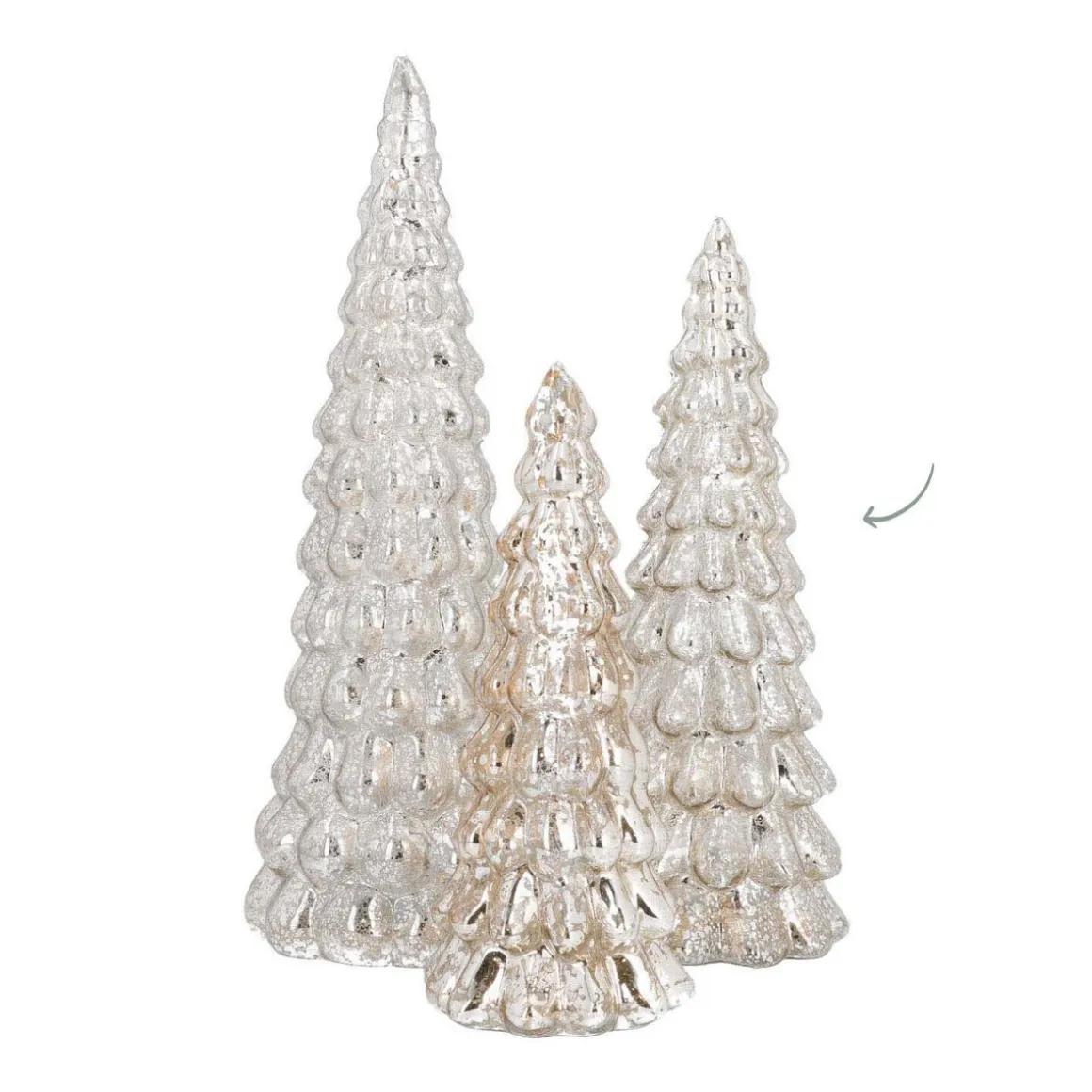 Glazen Kerstboom | Zilver | 6 LED | 21 Cm