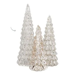 Glazen Kerstboom | Zilver | 8 LED | 27 Cm