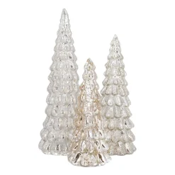Glazen Kerstboom | Zilver | 12 LED | 33 Cm