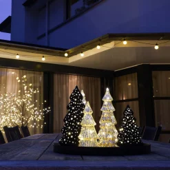 Glazen Kerstboom | Zilver | 7 LED | 19 Cm