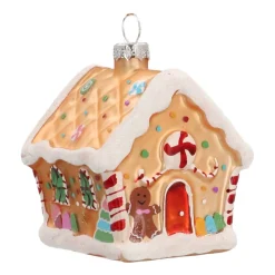 Glazen Kersthanger | Gouden Peperkoekhuisje | 9 Cm