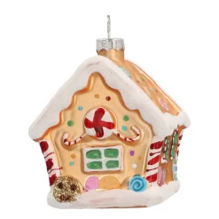 Glazen Kersthanger | Gouden Peperkoekhuisje | 9 Cm