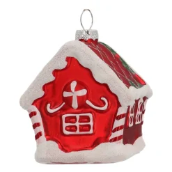 Glazen Kersthanger | Rood Peperkoekhuisje | 9 Cm