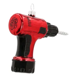 Glazen Kersthanger Boormachine | Handgeschilderd | Rood | 9 Cm