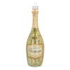 Glazen Kersthanger Champagnefles | Handgeschilderd | Goud | 14 Cm
