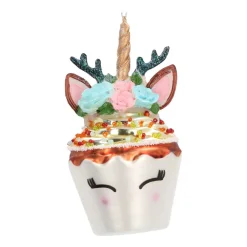Glazen Kersthanger Cupcake Eenhoorn | Handgeschilderd | Multi | 11 Cm