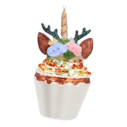 Glazen Kersthanger Cupcake Eenhoorn | Handgeschilderd | Multi | 11 Cm