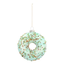 Glazen Kersthanger Donut | Lichtblauw | 10 Cm