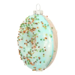 Glazen Kersthanger Donut | Lichtblauw | 10 Cm