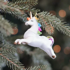 Glazen Kersthanger Eenhoorn | Handgeschilderd | Multi | 12 Cm