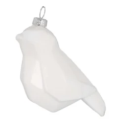 Glazen Kersthanger Geometrische Vogel | Wit | 9 Cm