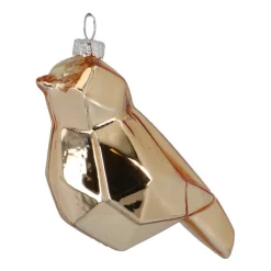 Glazen Kersthanger Geometrische Vogel | Champagne | 9 Cm
