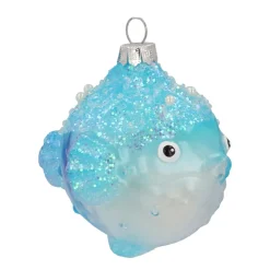 Glazen Kersthanger Kogelvis | Blauw | 10 Cm