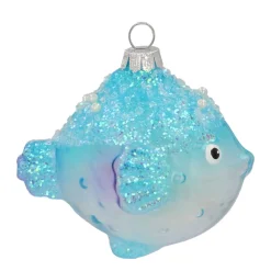 Glazen Kersthanger Kogelvis | Blauw | 10 Cm