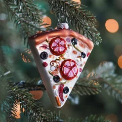 Glazen Kersthanger Pizza | Handgeschilderd | Multi | 11 Cm