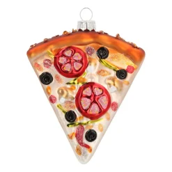 Glazen Kersthanger Pizza | Handgeschilderd | Multi | 11 Cm