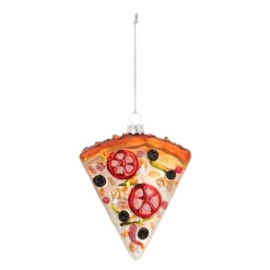 Glazen Kersthanger Pizza | Handgeschilderd | Multi | 11 Cm