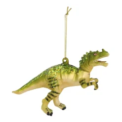Glazen Kersthanger T-Rex | Handgeschilderd | Groen | 17 Cm