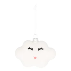Glazen Kersthanger Wolkje | Handgeschilderd | Wit | 11 Cm