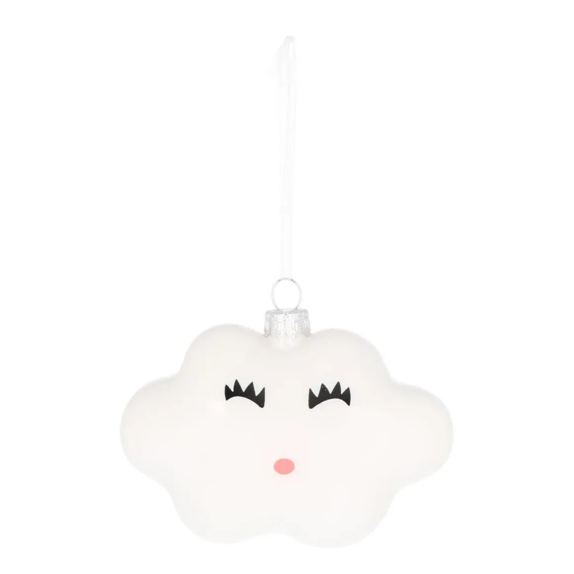 Glazen Kersthanger Wolkje | Handgeschilderd | Wit | 11 Cm