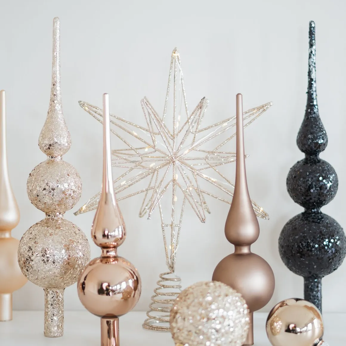 Glazen Kerstpiek | Taupe Mat | 27cm