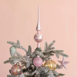 Glazen Kerstpiek | Zachtroze Glanzend | 27cm