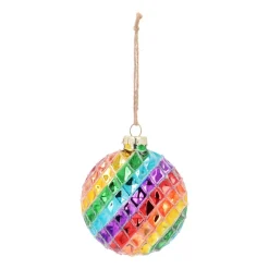 Glazen Regenboog Kerstbal | Met Glitter | 10 Cm
