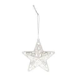 Glitter 3D Kerststerren 8cm Wit 4 Stuks