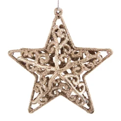 Glitter 3D Kerststerren 8cm Champagne 4 Stuks