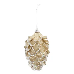 Glitter Dennenappels 12cm Champagne 2 Stuks