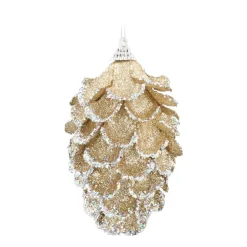 Glitter Dennenappels 12cm Champagne 2 Stuks