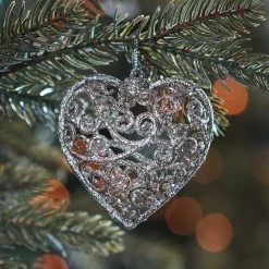 Glitter Kerstharten 7,5cm Champagne 4 Stuks