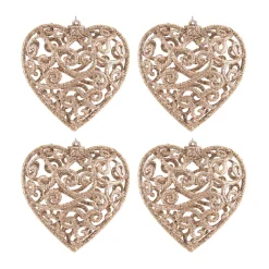 Glitter Kerstharten 7,5cm Champagne 4 Stuks