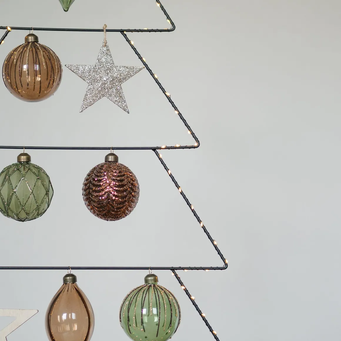 Glitter Kerstster 11cm Champagne