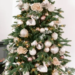 Glitter Slinger Met Blaadjes 260cm Zilver