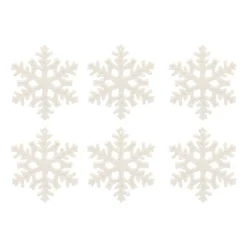 Glitter Sneeuwvlokken 10cm Wit 6 Stuks