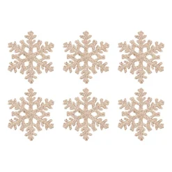 Glitter Sneeuwvlokken 10cm Champagne 6 Stuks